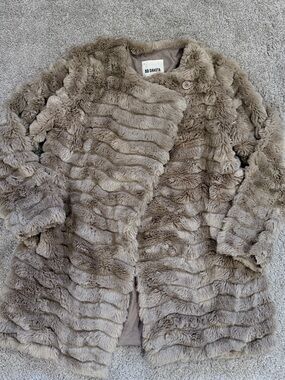 BB Dakota Plush Taupe Faux-Fur Teddy Coat
